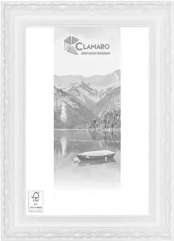 Clamaro 'OTTO' Antik Massivholz Weiss Matt Shabby Chic Vintage Barock Holzrahmen inkl. Acrylglas Rückwand Aufhänger (Querformat & Hochformat) Größe:102x69