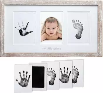 Pearhead Babyprints Neugeborenen Hand- & Fu&szlig;abdruck Fotorahmen-Set, Holz (83108)