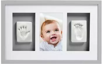 Pearhead Deluxe Doppel Baby-Handabdruck Wandrahmen, Grau (P63001)