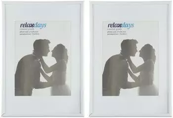 Relaxdays Bilderrahmen A4 mit Passepartout, wei&szlig;, 4er-Set