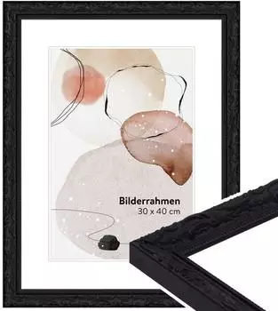 WANDStyle Bilderrahmen H530 Massivholz, Barock/Antik, schwarz, 30x42cm (H530-010-030-042N-00)