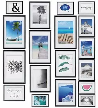 bomoe Paradise Bilderrahmen-Set 18-tlg., Kunststoff, schwarz