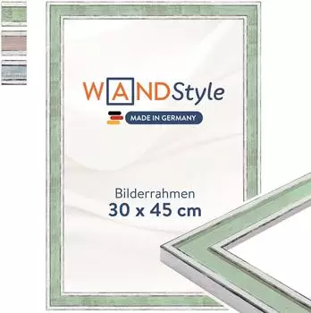 WANDStyle Bilderrahmen H460 Vintage hellgr&uuml;n 30x45cm Massivholz (H460-013-030-045N-00)