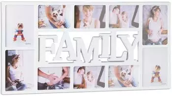 Relaxdays Collagerahmen Familie f&uuml;r 10 Fotos, wei&szlig; (10021854_49)