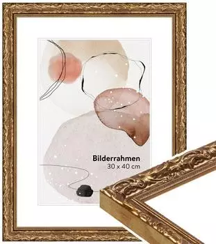 WANDStyle Bilderrahmen H530 Barock, Holz gold, 40x60cm (H530-030-040-060N-00)