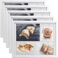 5x Bilderrahmen 10x15 Cm & 15x21 Cm F&uuml;r 4 Fotos, Wei&szlig;
