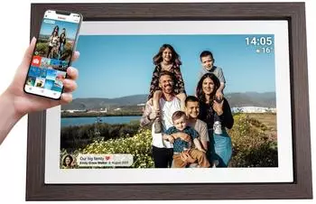 Denver PFF-1040DW digitaler Bilderrahmen 10,1 Zoll, 16GB, Wi-Fi, dunkelholz (PFF-1040DW)