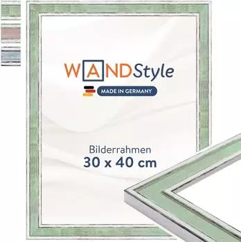 WANDStyle Bilderrahmen H460 Vintage hellgr&uuml;n 30x40cm Massivholz (H460-013-030-040N-00)