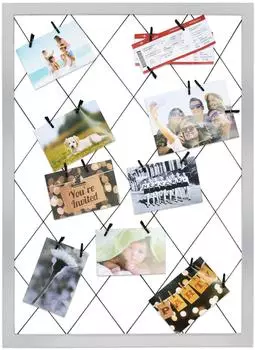 Spetebo Foto-Collage-Rahmen Holz, wei&szlig;, 75x55cm, 20 Holzklammern (4794)