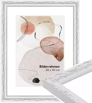 WANDStyle Bilderrahmen H530 Massivholz, weiß, Antik-Stil, 20x30cm (H530-001-020-030N-00)