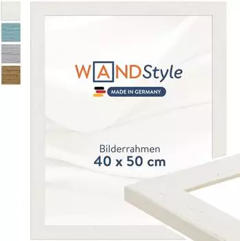 WANDStyle Bilderrahmen H750 Massivholz, Landhausstil, 40x50cm, wei&szlig; (H750-001-040-050N-00)