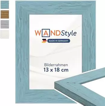 WANDStyle Bilderrahmen H750 Massivholz, blau, 13x18cm (H750-004-013-018N-00)