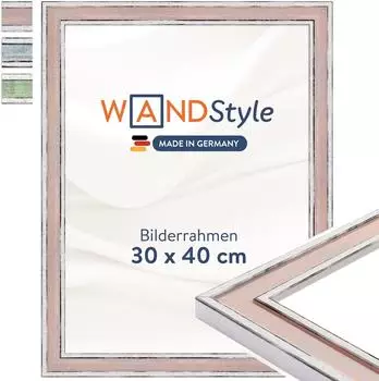 WANDStyle Bilderrahmen H460 Vintage rosa 30x40cm Massivholz (H460-011-030-040N-00)