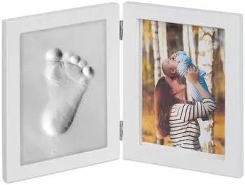 Relaxdays Doppelbilderrahmen Baby Gipsabdruck Set, 4 Stück