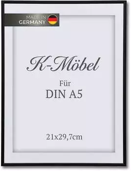 K-M&ouml;bel Bilderrahmen DIN A5 mit Passepartout, Aluminium, schwarz