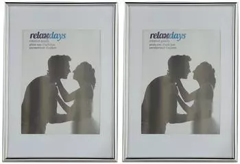 Relaxdays Bilderrahmen 2er-Set DIN A4, Passepartout 15x20cm, silber (10026954_55)