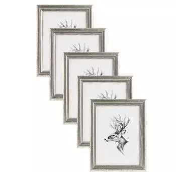 Woltu Bilderrahmen mit Passepartout, Holz, 30x45cm, 5er-Set (#2713)