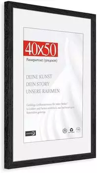 LuxusKollektion Bilderrahmen mit Passepartout 40x50cm, Eiche schwarz (30x40cm)