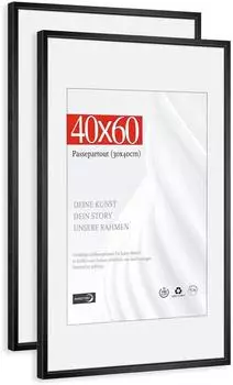 LuxusKollektion Bilderrahmen 40x60cm Aluminium schwarz mit Passepartout 30x40cm, 2er-Set