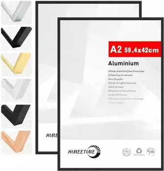 LuxusKollektion Bilderrahmen DIN A2 42x59,4cm Aluminium schwarz, 2er-Set