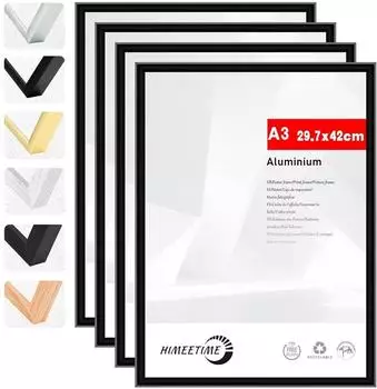 LuxusKollektion Bilderrahmen A3 (29,7x42cm) Aluminium schwarz, 4er-Set