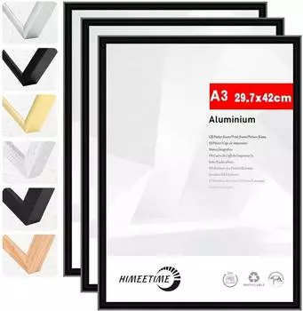 LuxusKollektion Bilderrahmen A3 (29,7x42cm) Aluminium schwarz 3er-Set