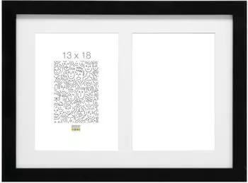 Deknudt S66KA2 Galerie-Bilderrahmen 2x13x18, Holz, schwarz, mit Passepartout (S66KA2 13X18)