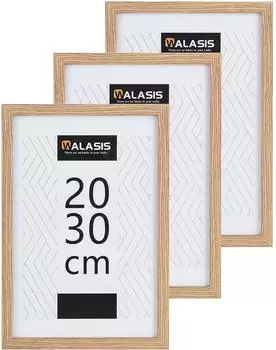 LuxusKollektion Bilderrahmen 3er-Set 20x30cm Holz, Natur