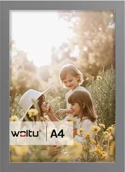 Woltu Bilderrahmen A4 mit Passepartout, MDF, grau (BR9649gr)