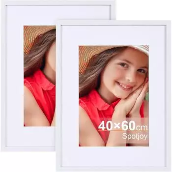 LuxusKollektion Bilderrahmen mit Passepartout, MDF, wei&szlig;, 40x60cm, 2er-Set