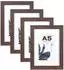 LuxusKollektion Bilderrahmen-Set Walnussholz A5 21x14,8cm, 4er-Set mit Passepartout (A5-4P)