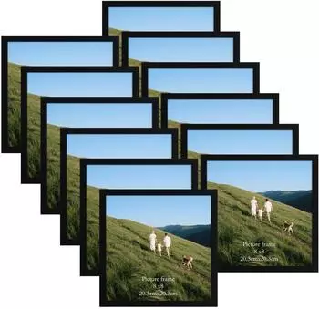 LuxusKollektion Bilderrahmen-Set quadratisch, schwarz, PVC, 20x20cm, 12er-Set