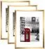 LuxusKollektion Bilderrahmen-Set 30x40cm mit Passepartout 8,5x11cm, gold, Kunststoff, 3er-Set (12X16-3P)