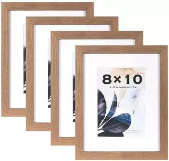 LuxusKollektion Bilderrahmen Holz 25,4x20,3cm braun, Passepartout, 4er-Set (8x10-4P)