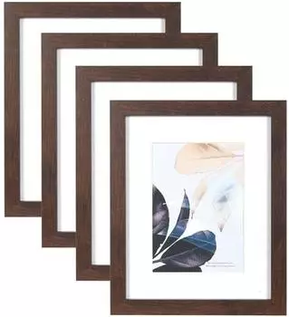 LuxusKollektion Bilderrahmen-Set Walnussholz 25,4x20,3cm, 4er-Set (8x10-4P)