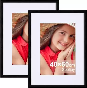 LuxusKollektion Bilderrahmen MDF mit Passepartout 40x60cm, schwarz, 2er-Set
