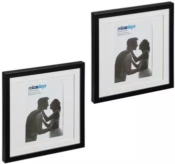Relaxdays Bilderrahmen 25x25cm 2er Set, schwarz, Kunststoff (10026970_46)