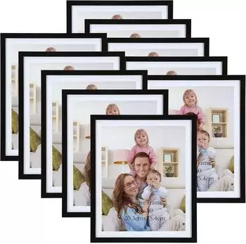 LuxusKollektion Bilderrahmen-Set 10er, 20x25cm mit Passepartout f&uuml;r 23x28cm, schwarz