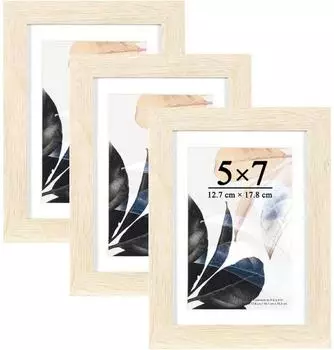 LuxusKollektion Bilderrahmen 13x18cm Eichenholz mit Passepartout, 3er-Set