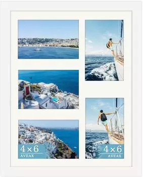 LuxusKollektion Collage-Bilderrahmen f&uuml;r 5 Fotos, Massivholz, wei&szlig;, 28x36cm