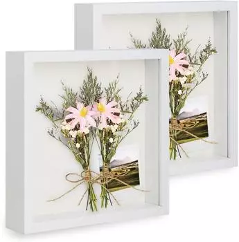 LuxusKollektion 3D Objektrahmen 23x23cm wei&szlig;, Echtglas, 2er-Set