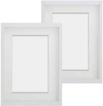 LuxusKollektion 3D-Bilderrahmen 2er-Set 20x25cm, Passepartout 13x18cm, wei&szlig;
