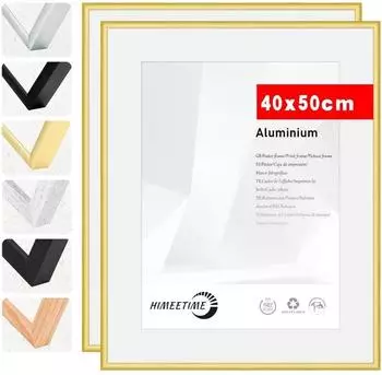 LuxusKollektion Bilderrahmen 40x50cm gold matt, Aluminium, 2er-Set (Acrylglas)