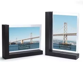 LuxusKollektion Bilderrahmen doppelseitig, Glas/MDF, schwarz, 13x18cm, 2er-Set