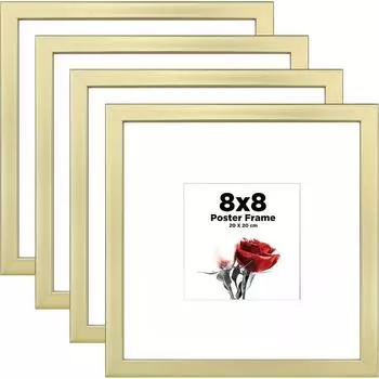 LuxusKollektion Bilderrahmen 20x20cm 4er-Set, Holzverbund, gold (Wand/Tisch)