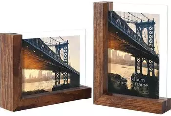 LuxusKollektion Bilderrahmen doppelseitig, Glas, braun, 10x15cm, 2er-Set