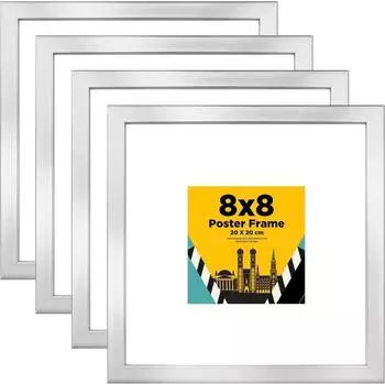 LuxusKollektion Bilderrahmen-Set 20x20cm, Holzverbund, silber, 4er-Set