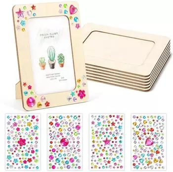 LuxusKollektion Bilderrahmen Holz Bastelset 6er Pack 14x19cm mit Glitzersteinen