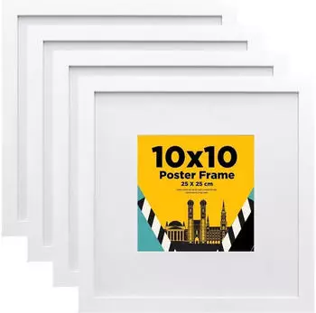 LuxusKollektion Bilderrahmen-Set 25x25cm wei&szlig; mit Passepartout 15x15cm, 4er-Set