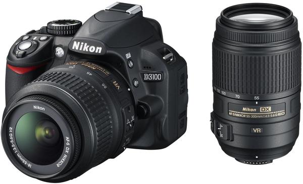 Nikon D3100 schwarz + 18-55mm VR + 55-300mm VR